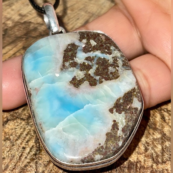 Large Dolphin Stone Large DR Larimar Pendant 2 1/2” - Picture 5 of 16